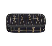 CMJSGG Modello moderno di triangoli geometrici oro blu navy acquerello, Astuccio per matite, Astuccio per matite Astuccio per penne a matita di grande capacità Borsa per cosmetici