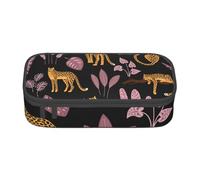 CMJSGG Modello tropicale leopardo, Astuccio per matite, Astuccio per matite Astuccio per penne a matita di grande capacità Borsa per cosmetici