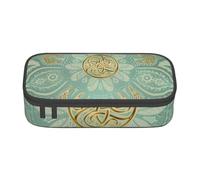 CMJSGG Morbido mandala celtico verde salvia e oro, Astuccio per matite, Astuccio per matite Astuccio per penne a matita di grande capacità Borsa per cosmetici