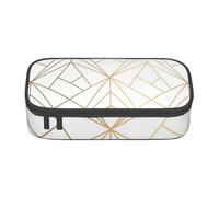 CMJSGG Motivo geometrico in oro con riflessi bianchi, Astuccio per matite, Astuccio per matite Astuccio per penne a matita di grande capacità Borsa per cosmetici