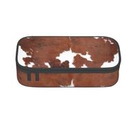 CMJSGG Mucca con stampa in pelle di vacchetta marrone animale, Astuccio per matite, Astuccio per matite Astuccio per penne a matita di grande capacità Borsa per cosmetici
