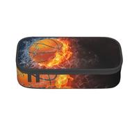 CMJSGG Palla da basket su fuoco e acqua, Astuccio per matite, Astuccio per penne a matita di grande capacità Borsa per cosmetici