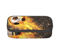 CMJSGG Pallone da calcio in fiamme di fuoco ardente, Astuccio per matite, Astuccio per matite Astuccio per penne a matita di grande capacità Borsa per cosmetici