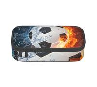 CMJSGG Pallone da calcio su fuoco e acqua, Astuccio per matite, Astuccio per matite Astuccio per penne a matita di grande capacità Borsa per cosmetici