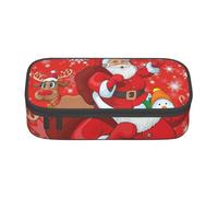 CMJSGG Renna di Babbo Natale e pupazzo di neve con fiocco di neve stampato, Astuccio per matite, Astuccio per matite Astuccio per penne a matita di grande capacità Borsa per cosmetici