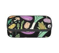 CMJSGG Scarabocchio Dell'alimento Delle Verdure Su Buio, Astuccio per matite, Astuccio per matite Astuccio per penne a matita di grande capacità Borsa per cosmetici