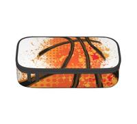 CMJSGG Sfondo arancione dipinto astratto di basket, Astuccio per matite, Astuccio per matite Astuccio per penne a matita di grande capacità Borsa per cosmetici