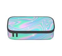CMJSGG Sfondo astratto olografico in neon pastello, Astuccio per matite, Astuccio per matite Astuccio per penne a matita di grande capacità Borsa per cosmetici