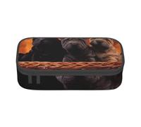 CMJSGG Shar Pei Cucciolo Nero Cani Piccoli Cucciolo Grigio Animali Domestici, Astuccio per matite, Astuccio per matite Astuccio per penne a matita di grande capacità Borsa per cosmetici