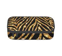 CMJSGG Stampa animalier zebrata dorata, Astuccio per matite, Astuccio per matite Astuccio per penne a matita di grande capacità Borsa per cosmetici