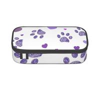 CMJSGG Stampa della zampa viola con il cuore, Astuccio per matite, Astuccio per matite Astuccio per penne a matita di grande capacità Borsa per cosmetici
