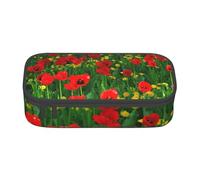 CMJSGG Stampa di paesaggio del prato della fattoria del campo del papavero rosso, Astuccio per matite, Astuccio per matite Astuccio per penne a matita di grande capacità Borsa per cosmetici