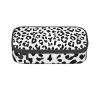 CMJSGG Stampa leopardata in bianco e nero con monogramma, Astuccio per matite, Astuccio per matite Astuccio per penne a matita di grande capacità Borsa per cosmetici