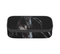 CMJSGG Stampato cavallo nero, Astuccio per matite, Astuccio per matite Astuccio per penne a matita di grande capacità Borsa per cosmetici