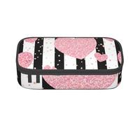 CMJSGG Striscia di paillettes in oro rosa con cuore romantico, Astuccio per matite, Astuccio per matite Astuccio per penne a matita di grande capacità Borsa per cosmetici
