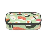 CMJSGG Sushi Su Verde Stampato, Astuccio per matite, Astuccio per matite Astuccio per penne a matita di grande capacità Borsa per cosmetici