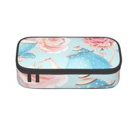 CMJSGG Tazze da teiera vintage con rose e fiori, Astuccio per matite, Astuccio per matite Astuccio per penne a matita di grande capacità Borsa per cosmetici