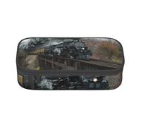 CMJSGG Treno a vapore e foresta ferroviaria, Astuccio per matite, Astuccio per matite Astuccio per penne a matita di grande capacità Borsa per cosmetici