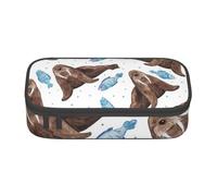 CMJSGG Tricheco marrone dell'acquerello, Astuccio per matite, Astuccio per matite Astuccio per penne a matita di grande capacità Borsa per cosmetici
