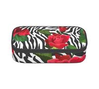 CMJSGG Zebra animale fiore rosso, Astuccio per matite, Astuccio per matite Astuccio per penne a matita di grande capacità Borsa per cosmetici