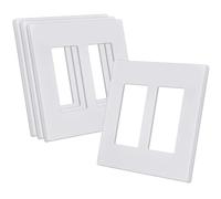 CML - Piastra da parete per decoratore senza viti, 2 pezzi, per interruttori di luce, con vite nascosta, dimensioni standard 12,5 x 12 cm, resistente agli urti, 4 pezzi, colore: bianco