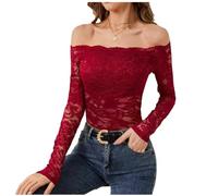 CMLDJBD Donna Maglietta Sexy Cropped Floral Loce Sweetheart Top Women Long Slip Fit Shit Streetwear Y2k Outing Streetwear-Claret-m