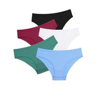 CMLDJBD Slip Donna Cotone 5 Pz Set Cotone Ribbed Striped Biancheria Intima per Le Donne Plus Size Stretch Brief Donne Lingerie Morbida S-7xl-set 2-7xl-5pcs