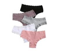 CMLDJBD Slip Donna Cotone 5pcs Setlace Senza Cuciture del Cotone Brasiliano Mutandine delle Donne Ribbed Intimates Traspirante Mutandine A Vita Bassa Femminile-Set 6-s-5 Pezzi