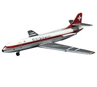 CMO Modellino di Aereo, Swiss Air Se-210 Caravelle Metallo Diescast Modello Scala 1/500, Raccolta e i Regali Adulti, 6.5Cm × 6.8Cm