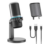 CMOCIIY Microfono USB a condensatore da gioco, microfono per PC, per streaming, podcast, registrazione, microfono per computer desktop con pulsante mute e indicatore LED, controllo del volume, jack