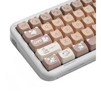 Cmokifuly Mao Profile Keycaps - Simpatici keycap personalizzati a forma di gatto, 140 tasti, in PBT Dye-sub per tastiera meccanica, set di copritasti full-size (Brown Kitty)