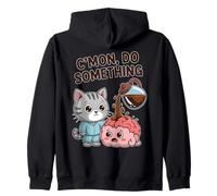 Cmon Fare Qualcosa caffè Cervello Gatto Ufficio Felpa con Cappuccio