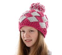 CMP Beanie Berretto Invernale di Maglia Fucsia Pon-Pon Fodera IN Pile Motivo