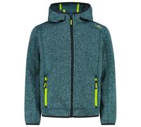 CMP - Boy's Jacket Fix Hood Jacquard Knitted - Giacca in pile 92 blu/turchese