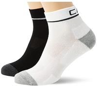 CMP - Confezione doppia di calzini da corsa in cotone, Bianco-Nero, 39/42