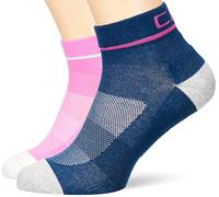 CMP - Confezione doppia di calzini da corsa per bambini in cotone, Blue-Orchidea, 28/30