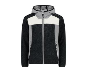 CMP - Giacca da bambina in pile Knit Tech con cappuccio fisso, Nero, 140