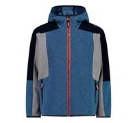 CMP - Giacca da bambino in pile Knit Tech con cappuccio fisso, Bluestone, 128