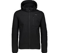 CMP Giacca softshell con cappuccio Zip uomo (Dimensione EU 60, Nero)