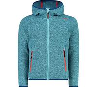 CMP - Giacca in Knit-Tech da bambini con cappuccio fisso, Acqua-Campari, 110