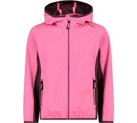 CMP - Giacca in light softshell da bambini con cappuccio fisso, Pink Fluo-Plum, 116