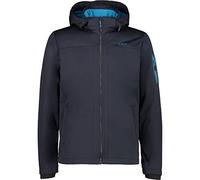 CMP - Giacca in light softshell da uomo con cappuccio removibile, Antracite-Danube, 56
