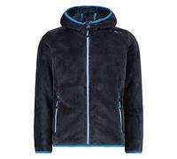 CMP - Giacca in pile Highloft da bambini con cappuccio fisso, Titanio-Turchese, 128