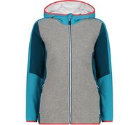 CMP - Giacca in Pile Stretch da Donna con Cappuccio Fisso, Lagoon, 46