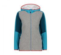 CMP - Giacca in Pile Stretch da Donna con Cappuccio Fisso, Lagoon, 50