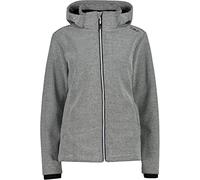 CMP Giacca in Softshell da Donna con Cappuccio Removibile, B.co Gesso-Nero, 46