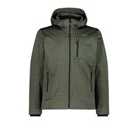 CMP - Giacca in Softshell Melange da Uomo con Cappuccio Removibile, Oil Green Mel., 58