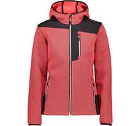 CMP - Felpa in softshell da donna con cappuccio fisso, Red Fluo, 48