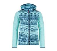 CMP Jacquard knitted fleece jacket with two pockets, Girl, Acqua-Bianco, 110