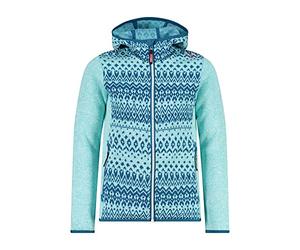 CMP Jacquard knitted fleece jacket with two pockets, Girl, Acqua-Bianco, 110